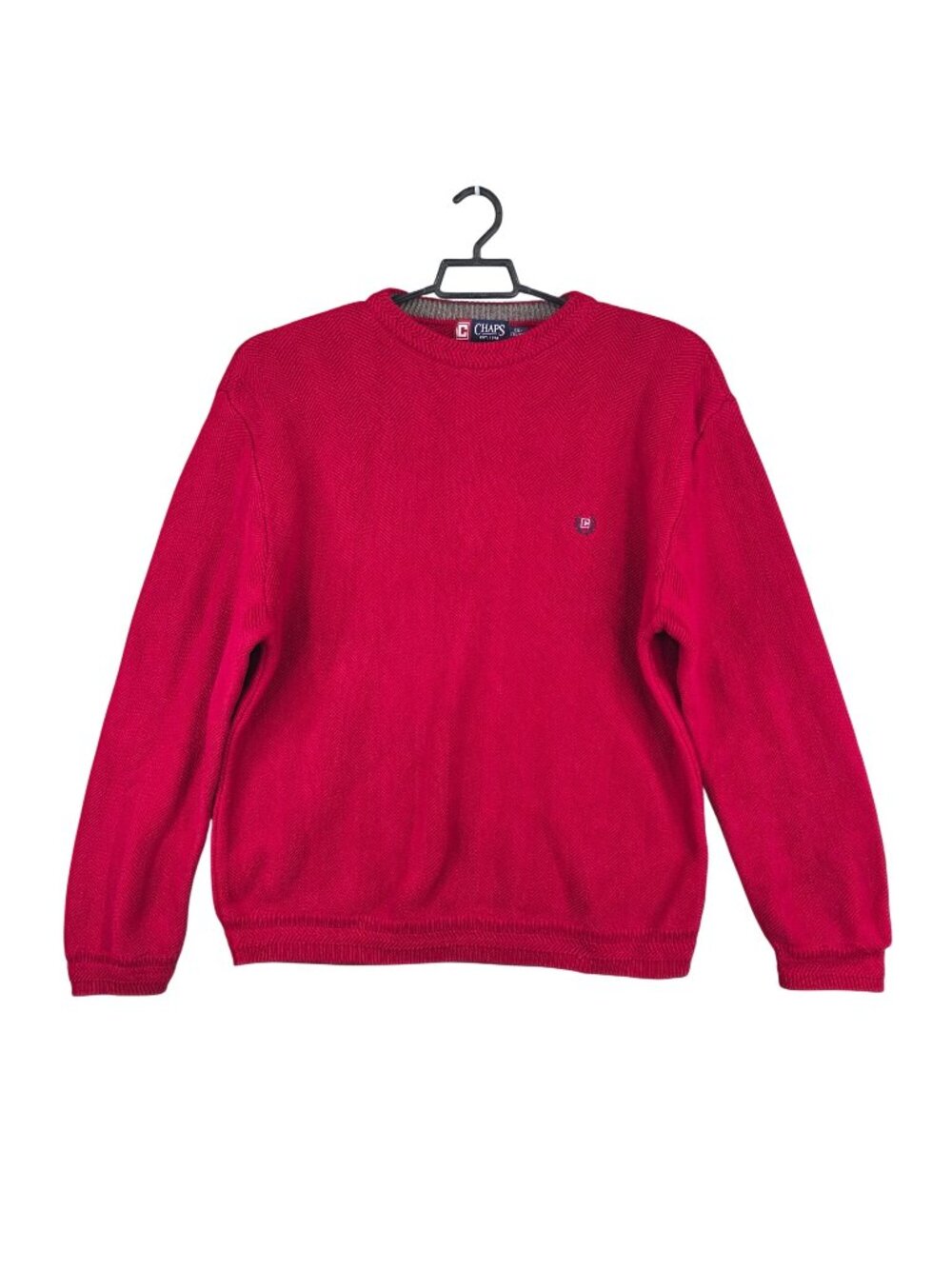 Mens Chaps Red Crewneck Pullover Chevron Knit Sweater 100% Cotton Size XXL